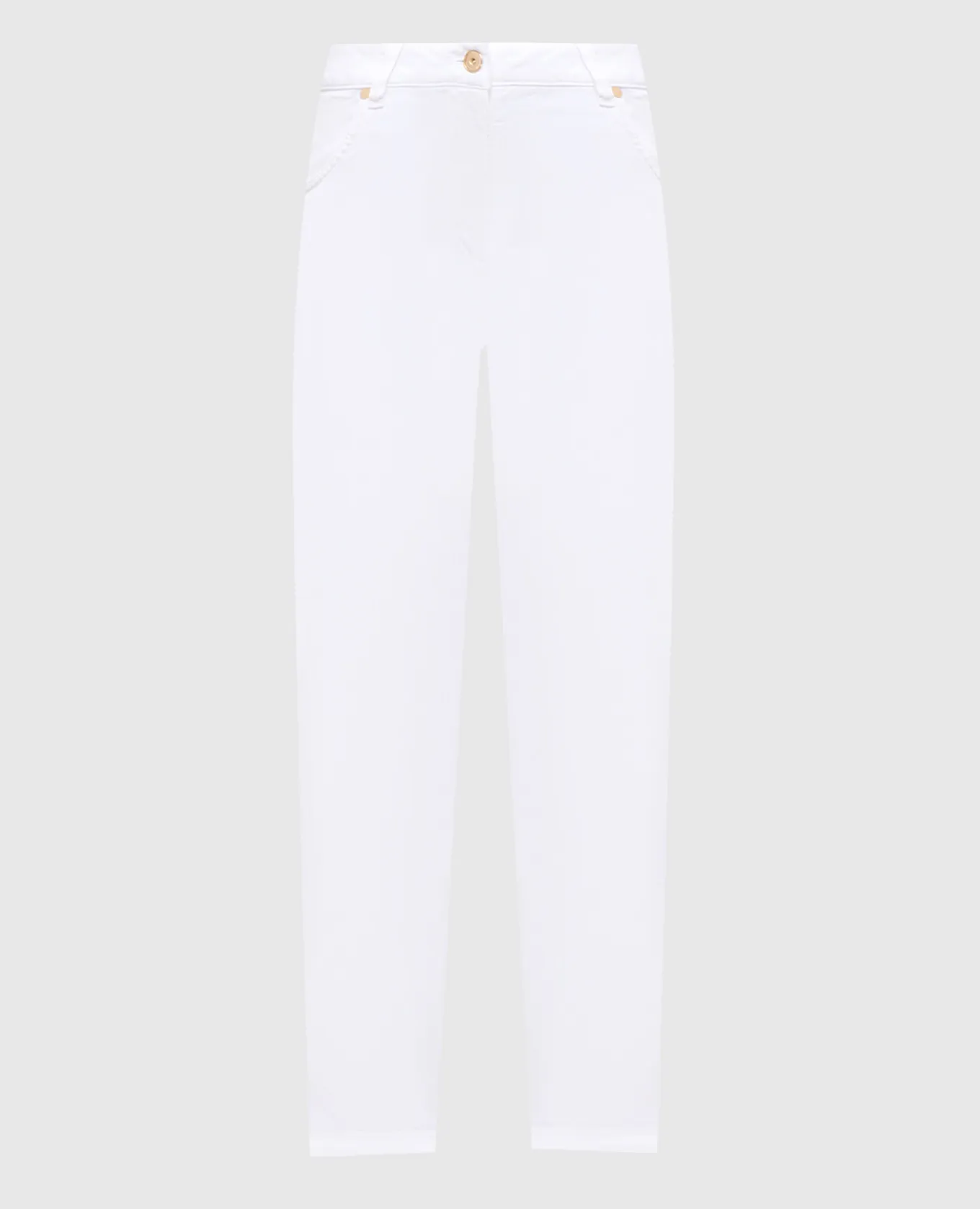 Brunello Cucinelli Jeans slim bianchi con catena monil MH137P5679