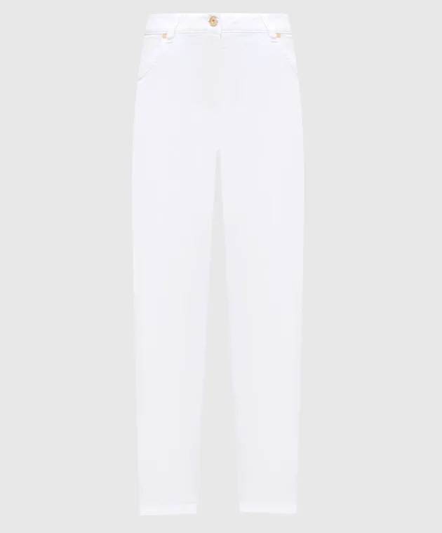 Brunello Cucinelli Jeans slim bianchi con catena monil MH137P5679