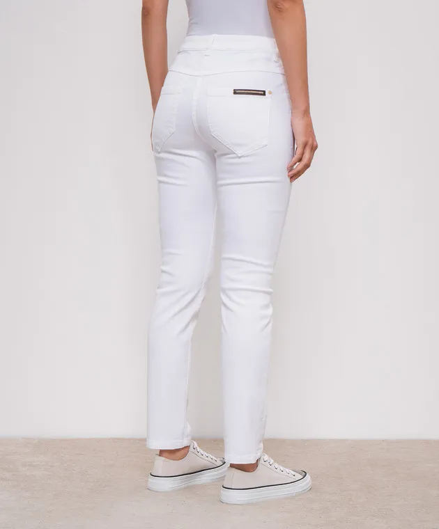 Brunello Cucinelli Jeans slim bianchi con catena monil MH137P5679