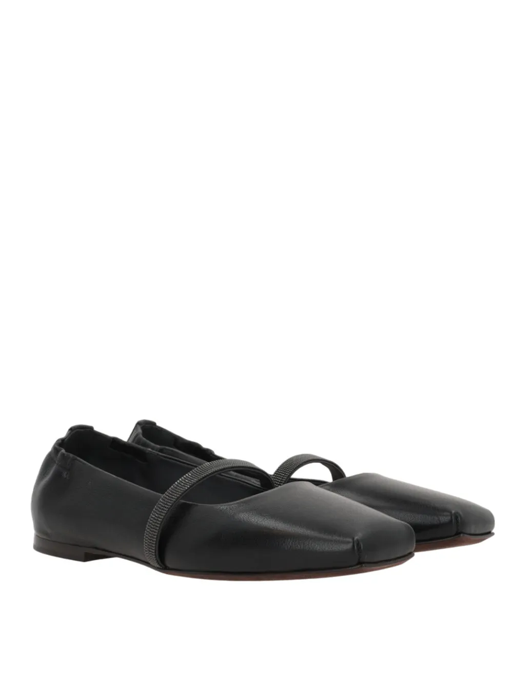 Brunello Cucinelli Nappa Ballerina con cinturino lucido
