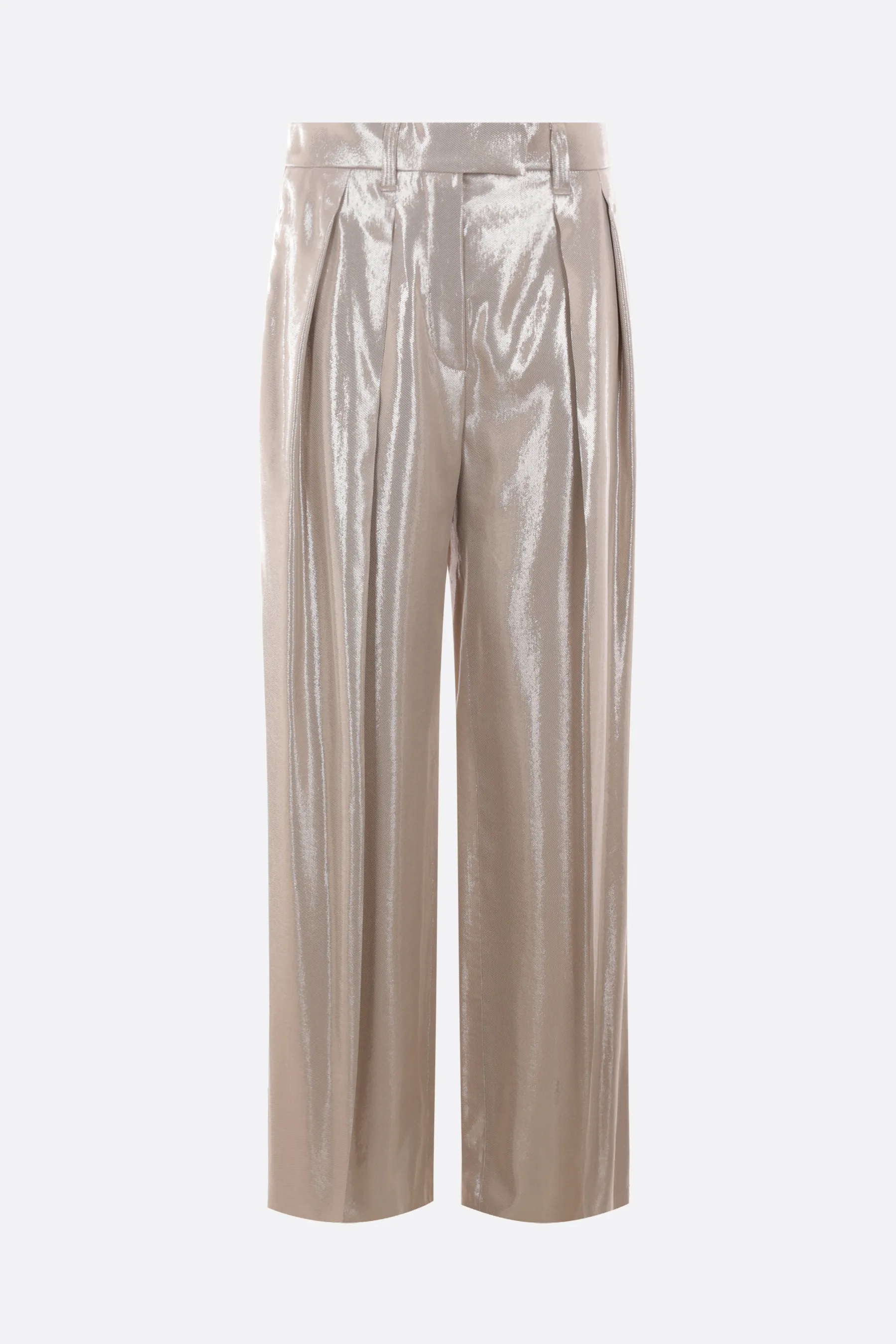 BRUNELLO CUCINELLI pantalone a gamba larga in gabardine fluida metallizzata