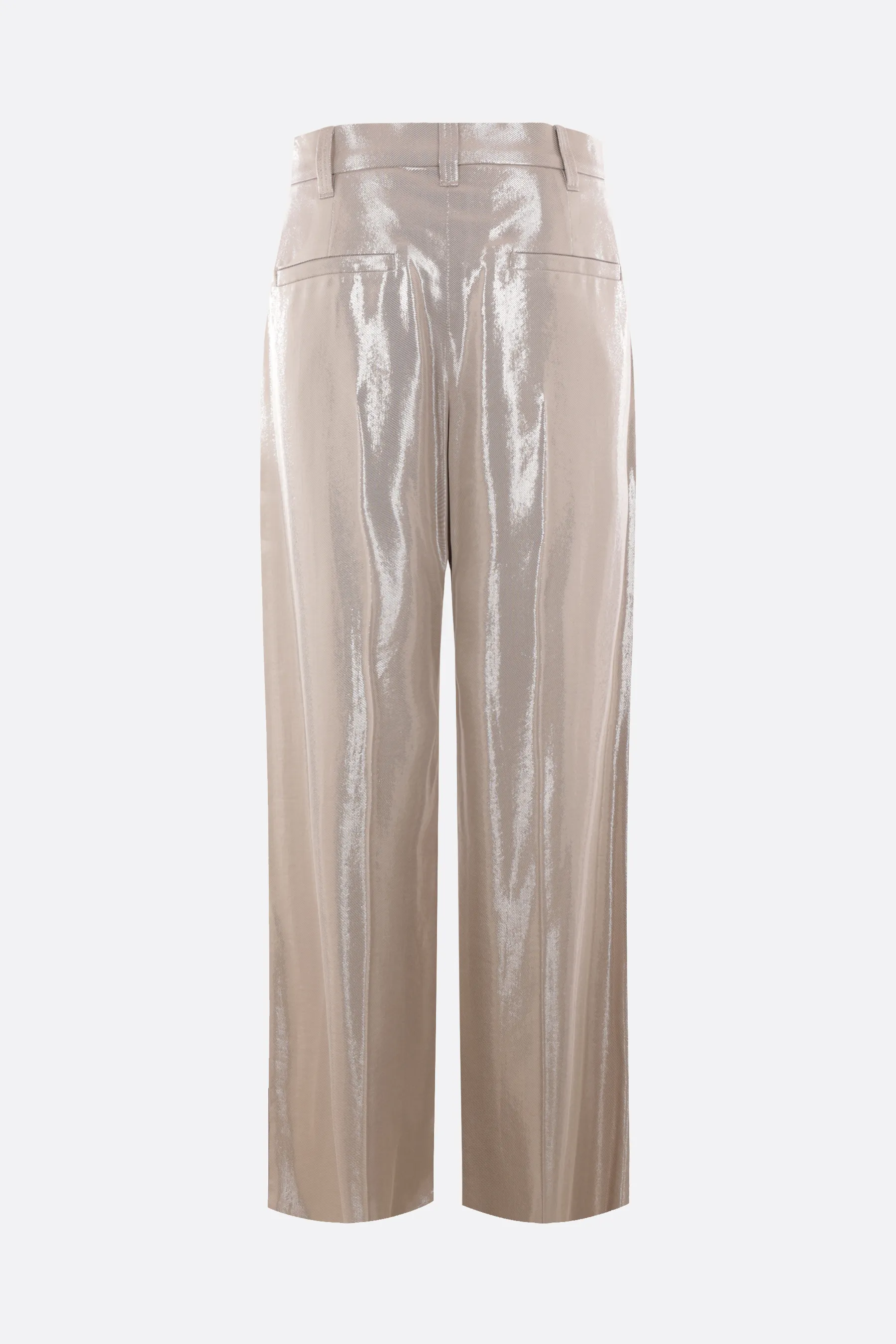 BRUNELLO CUCINELLI pantalone a gamba larga in gabardine fluida metallizzata