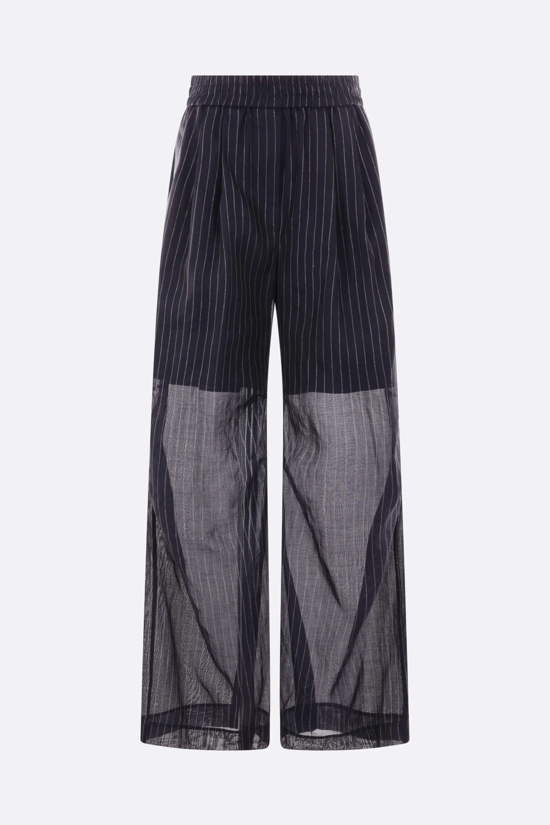 BRUNELLO CUCINELLI pantalone a gamba larga in gauze gessato