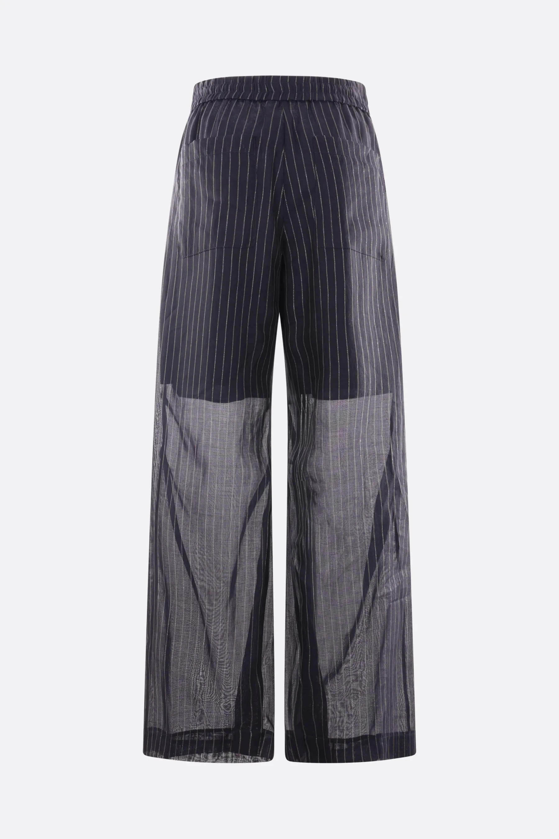 BRUNELLO CUCINELLI pantalone a gamba larga in gauze gessato