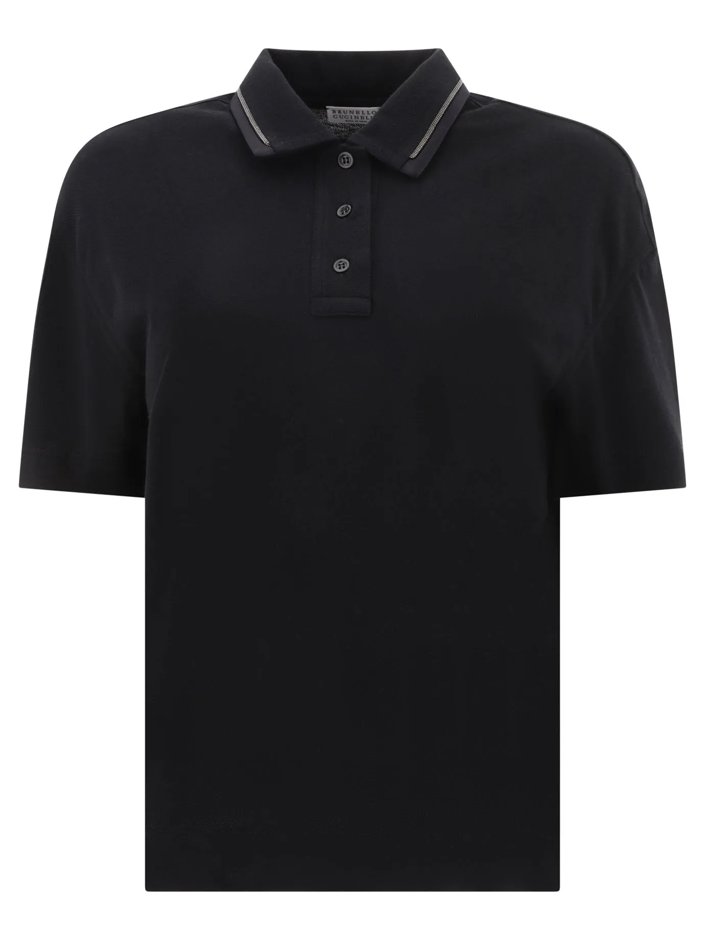 Brunello Cucinelli Piqué polo con monili