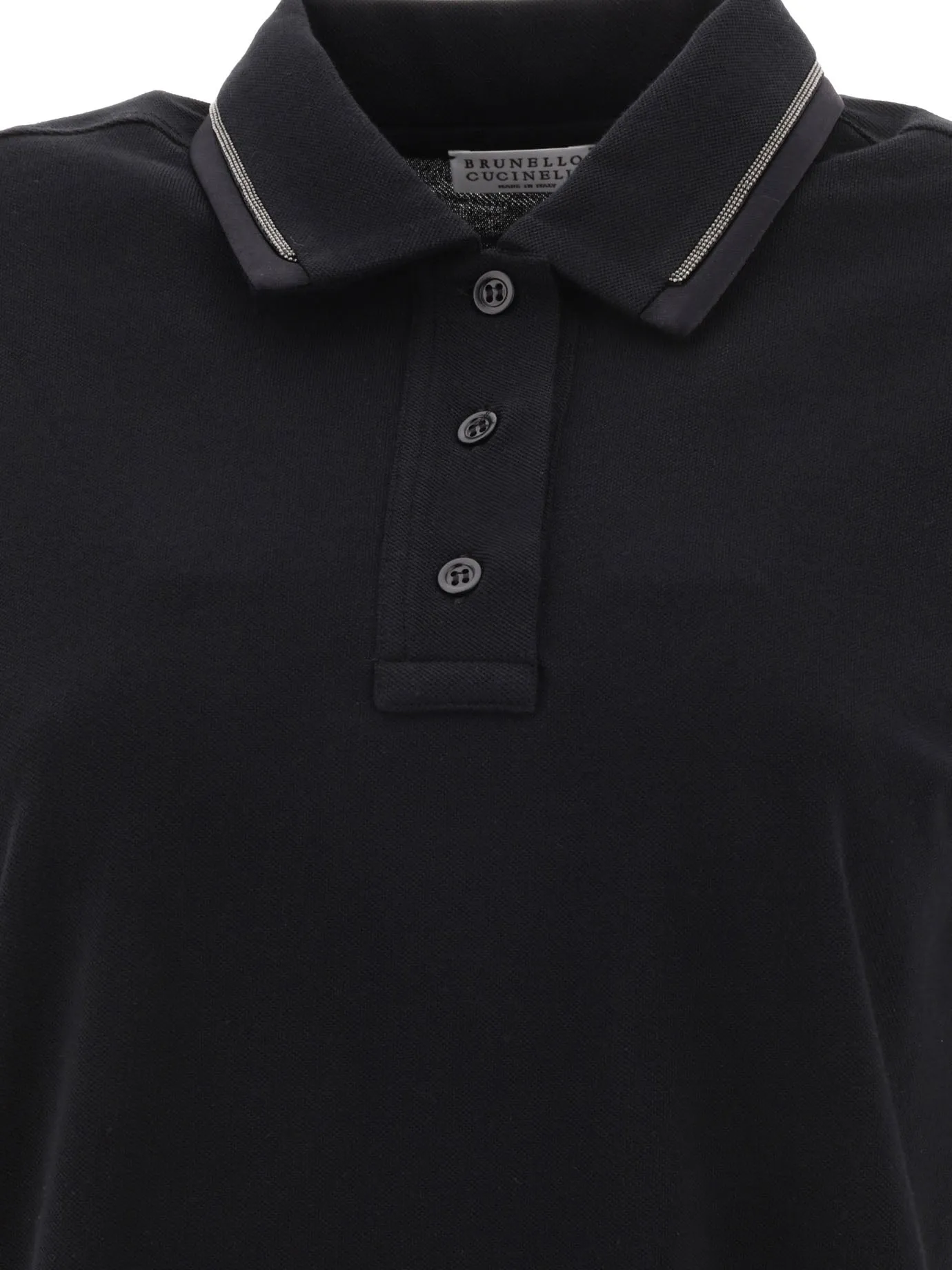 Brunello Cucinelli Piqué polo con monili