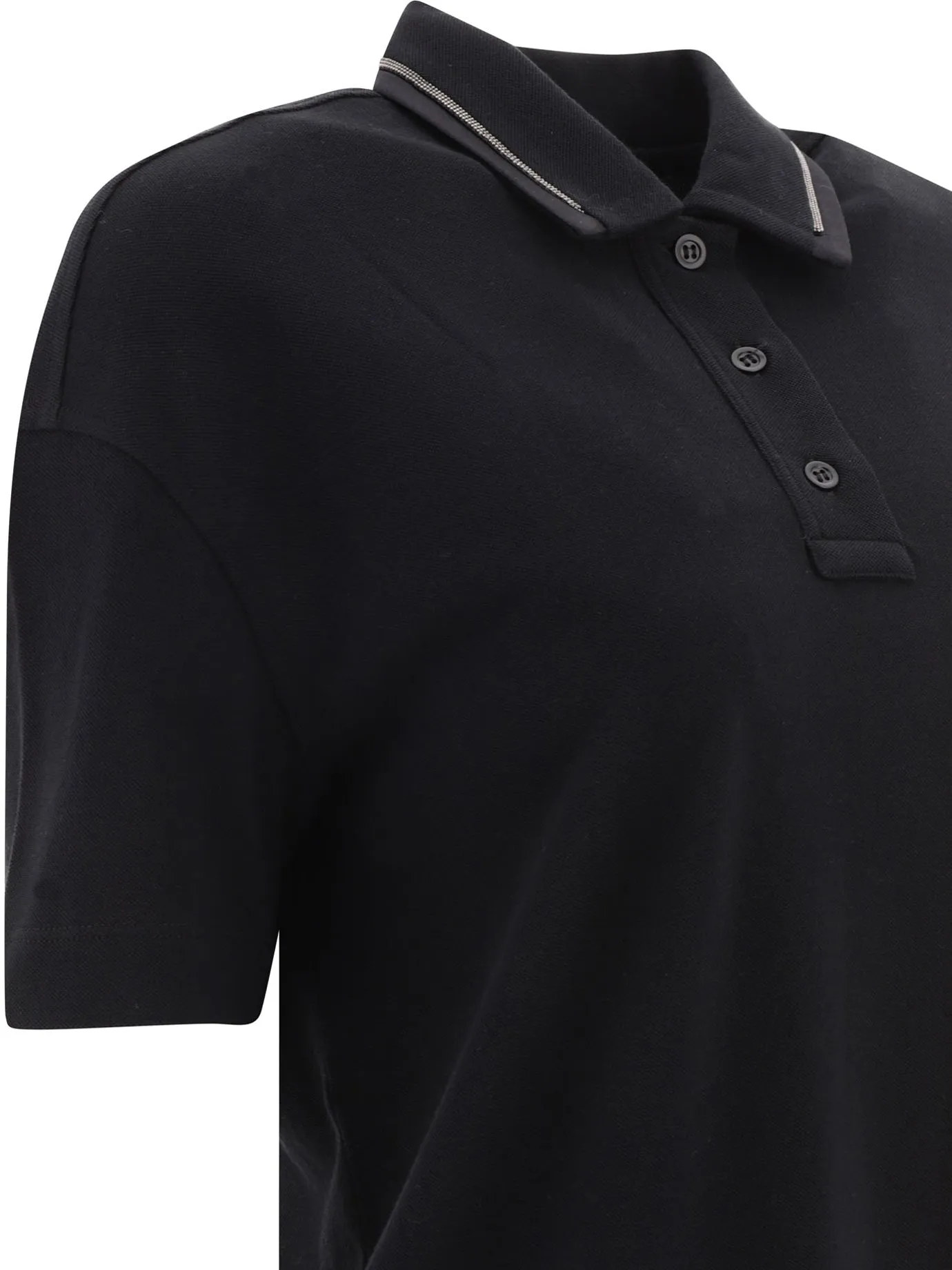 Brunello Cucinelli Piqué polo con monili