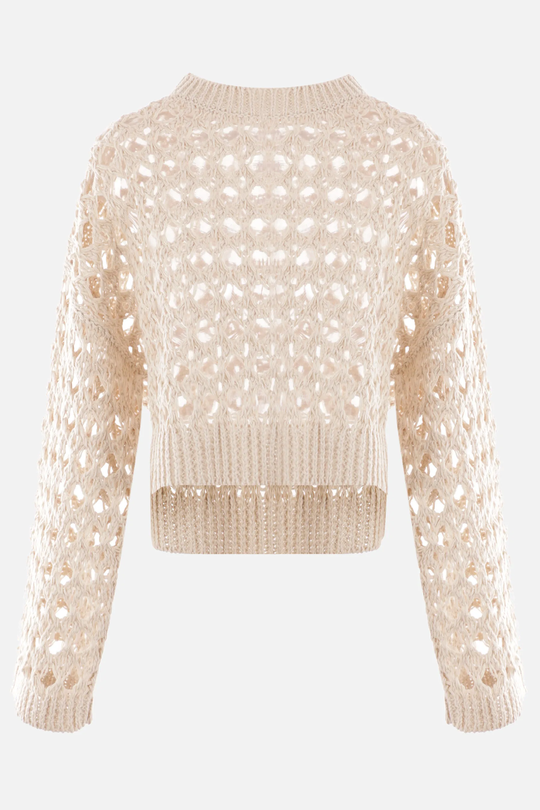 BRUNELLO CUCINELLI pullover cropped in misto juta e cotone