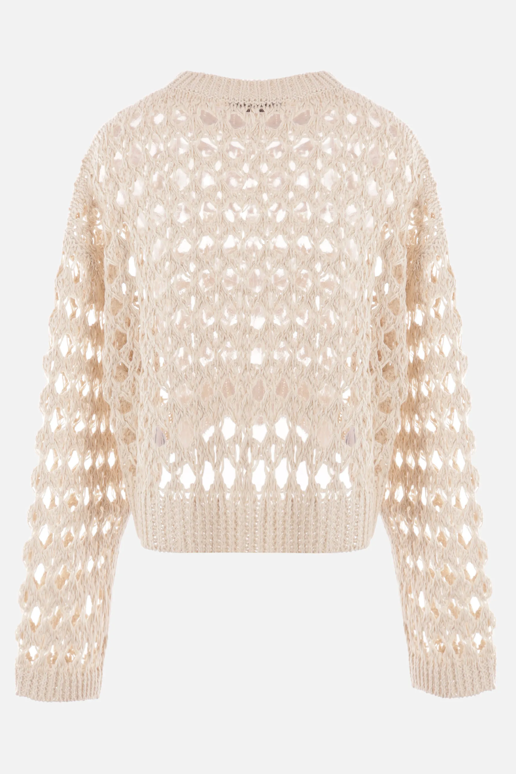 BRUNELLO CUCINELLI pullover cropped in misto juta e cotone