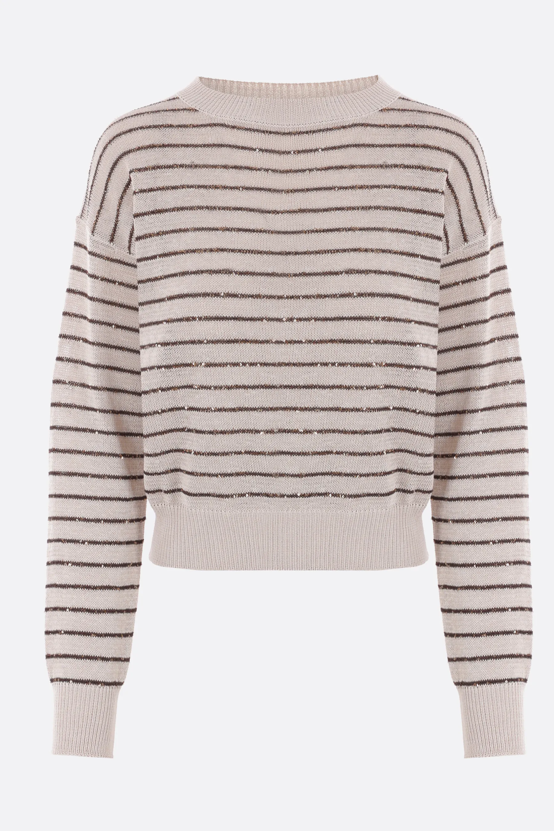 BRUNELLO CUCINELLI pullover Dazzling Stripes in cotone con paillettes