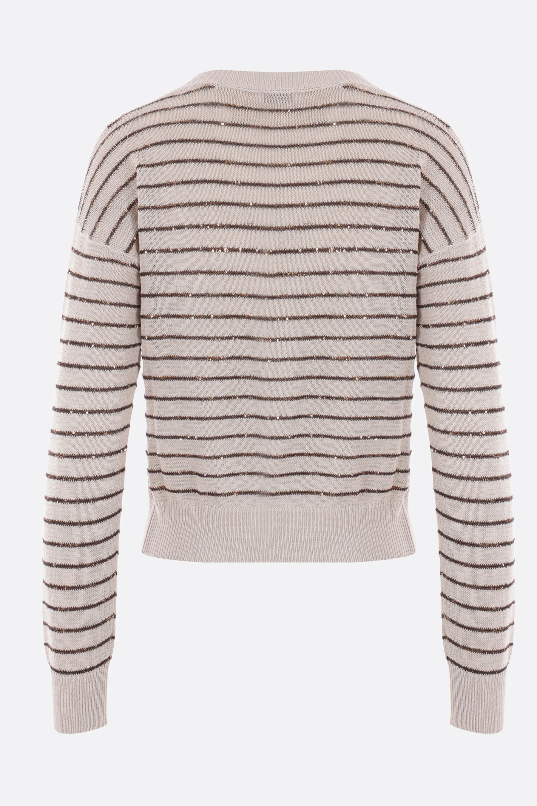 BRUNELLO CUCINELLI pullover Dazzling Stripes in cotone con paillettes
