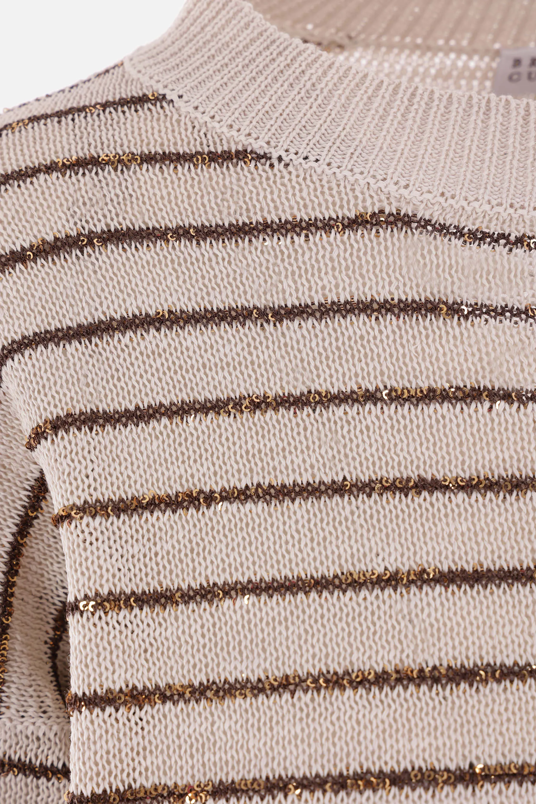 BRUNELLO CUCINELLI pullover Dazzling Stripes in cotone con paillettes