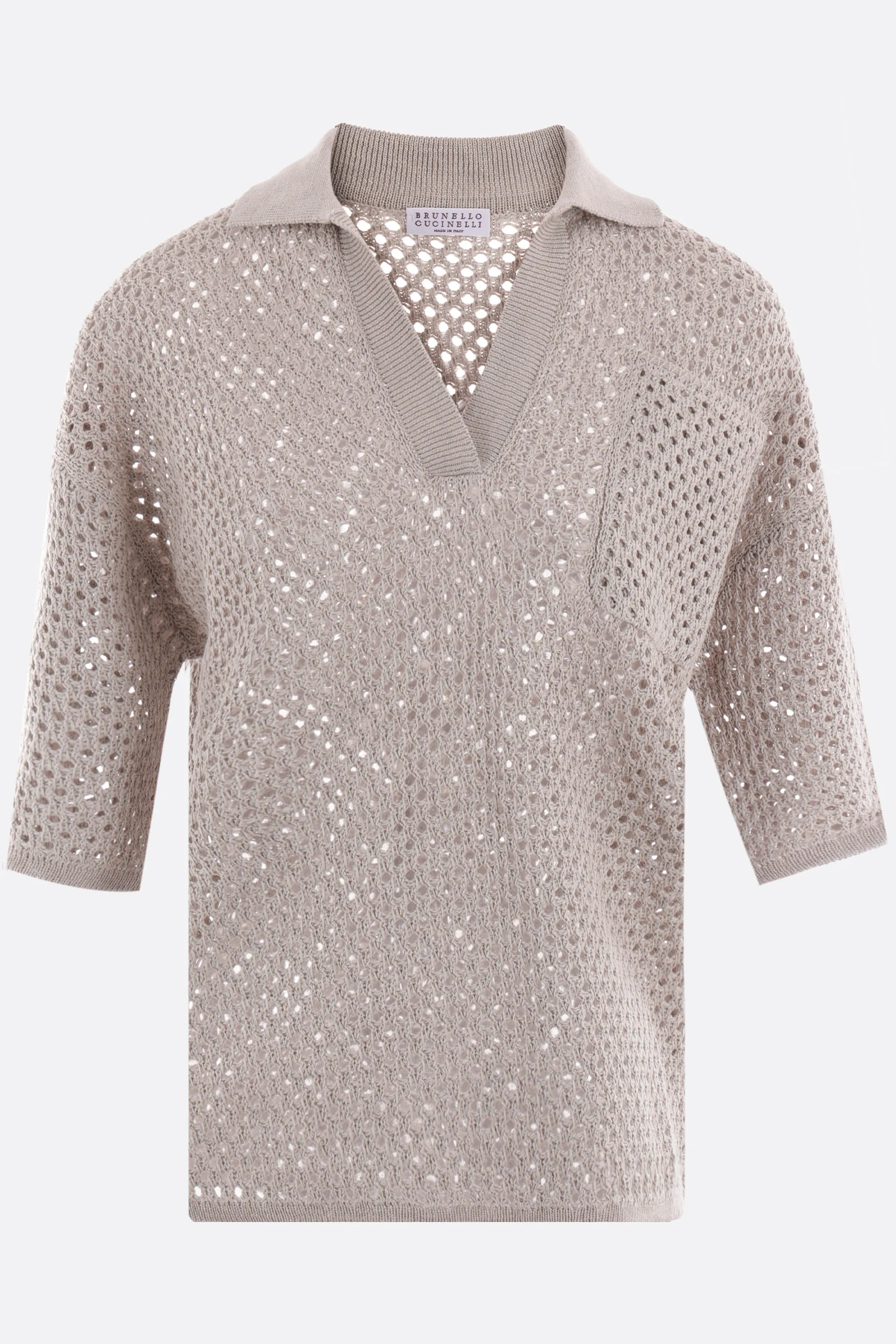 BRUNELLO CUCINELLI pullover polo in punto rete