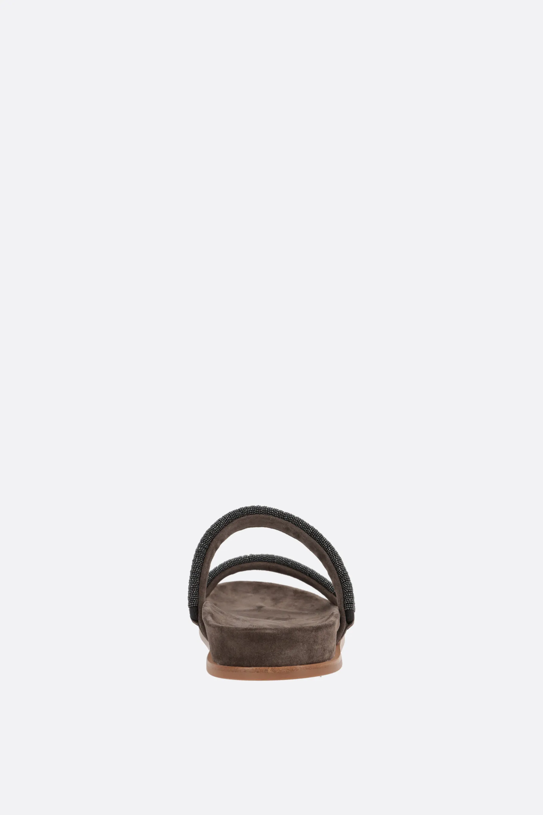 BRUNELLO CUCINELLI sandalo flat in suede con monile
