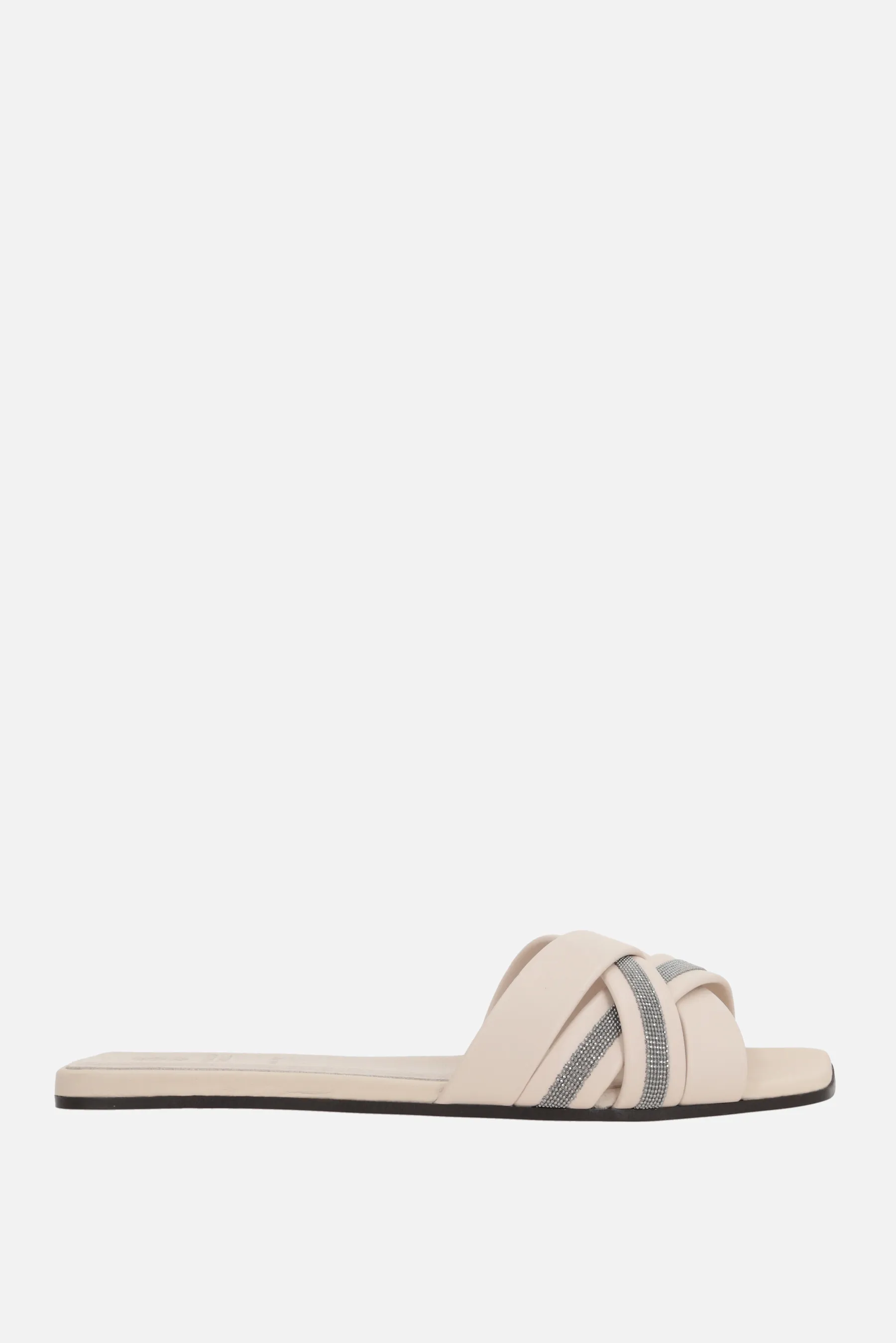 BRUNELLO CUCINELLI sandalo slide in nappa con dettaglio monile