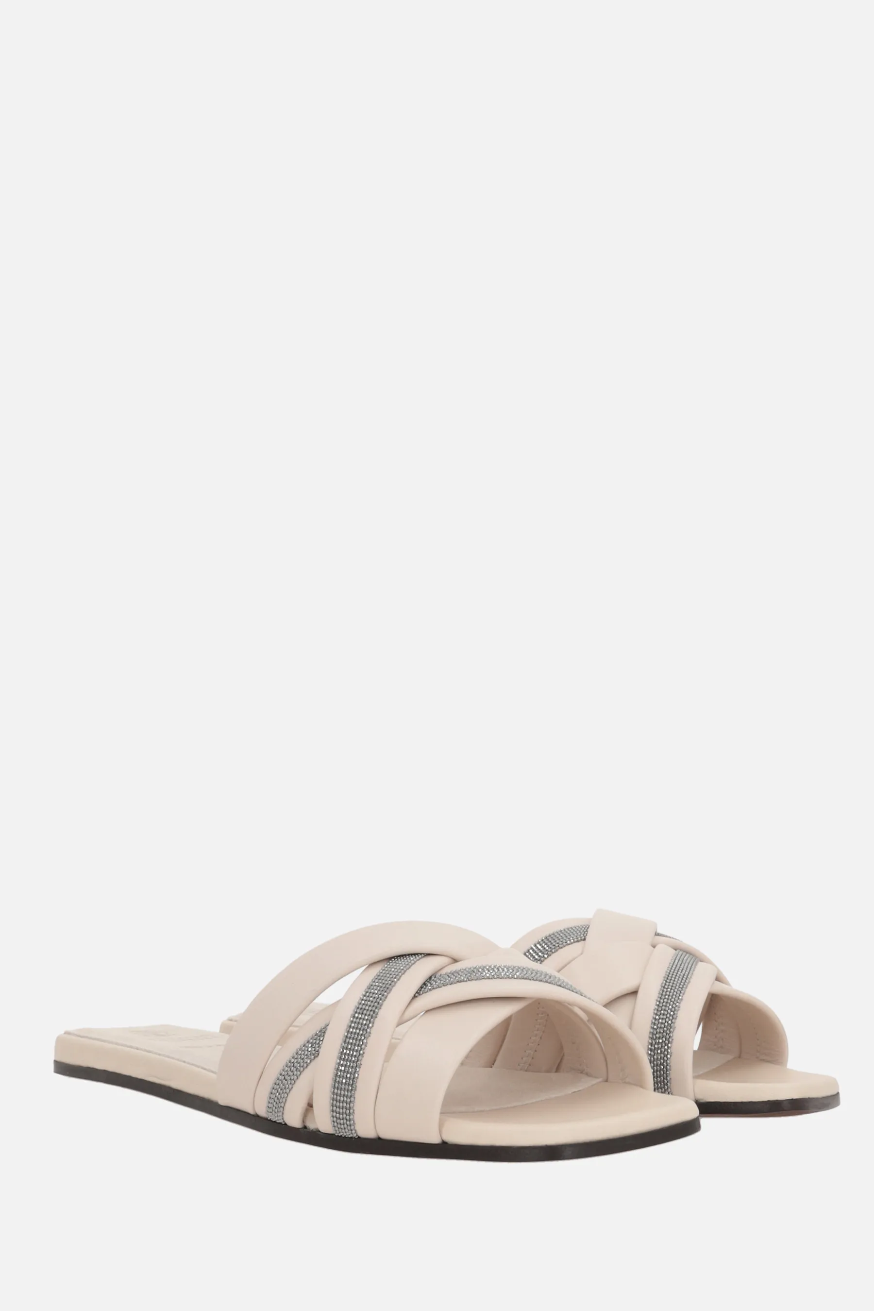 BRUNELLO CUCINELLI sandalo slide in nappa con dettaglio monile