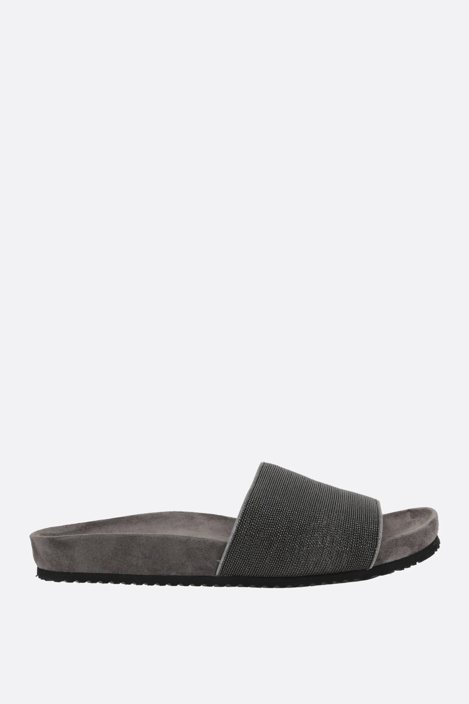 BRUNELLO CUCINELLI sandalo slide in suede con monile