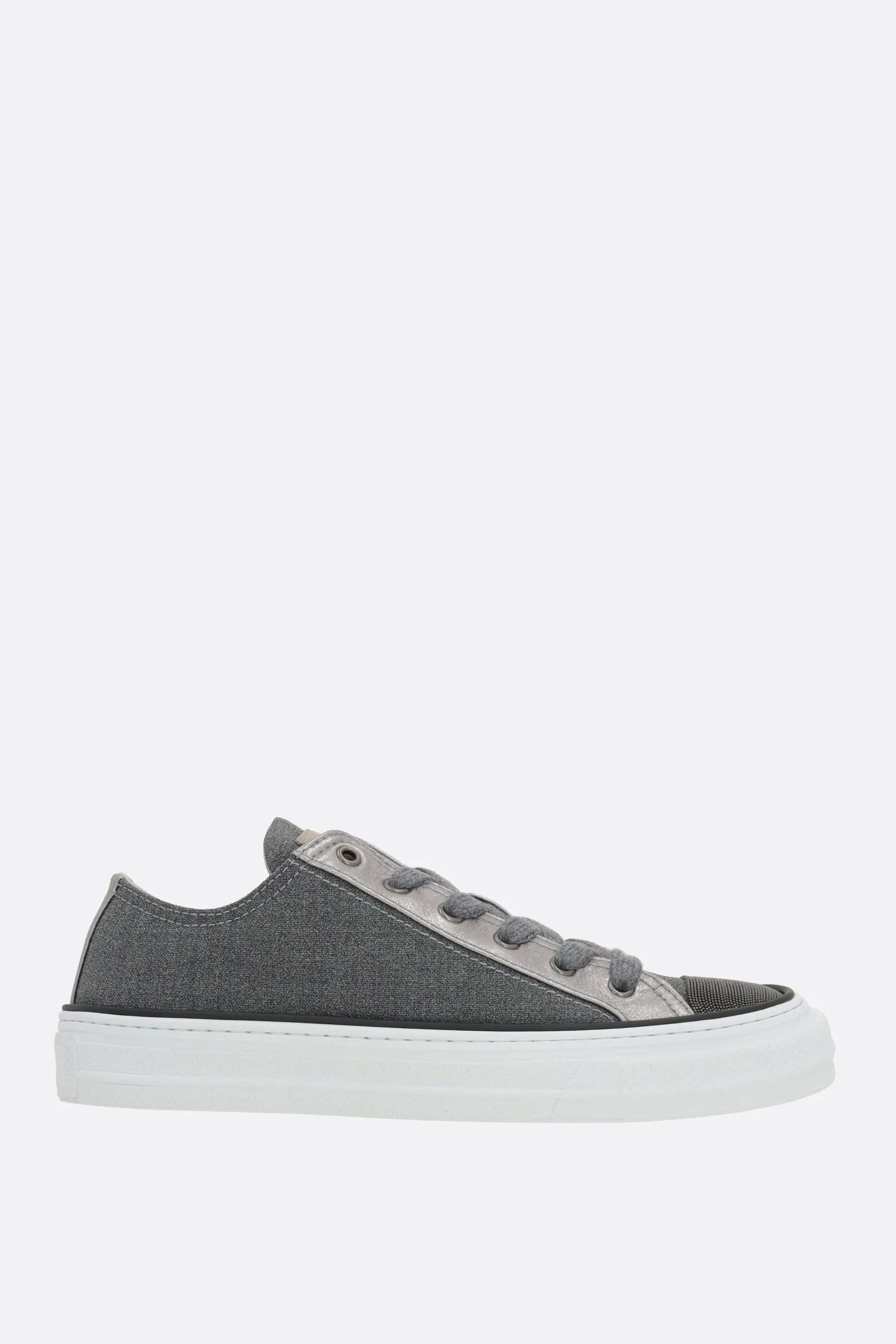  BRUNELLO CUCINELLI sneaker in canvas e pelle con Precious Toe 