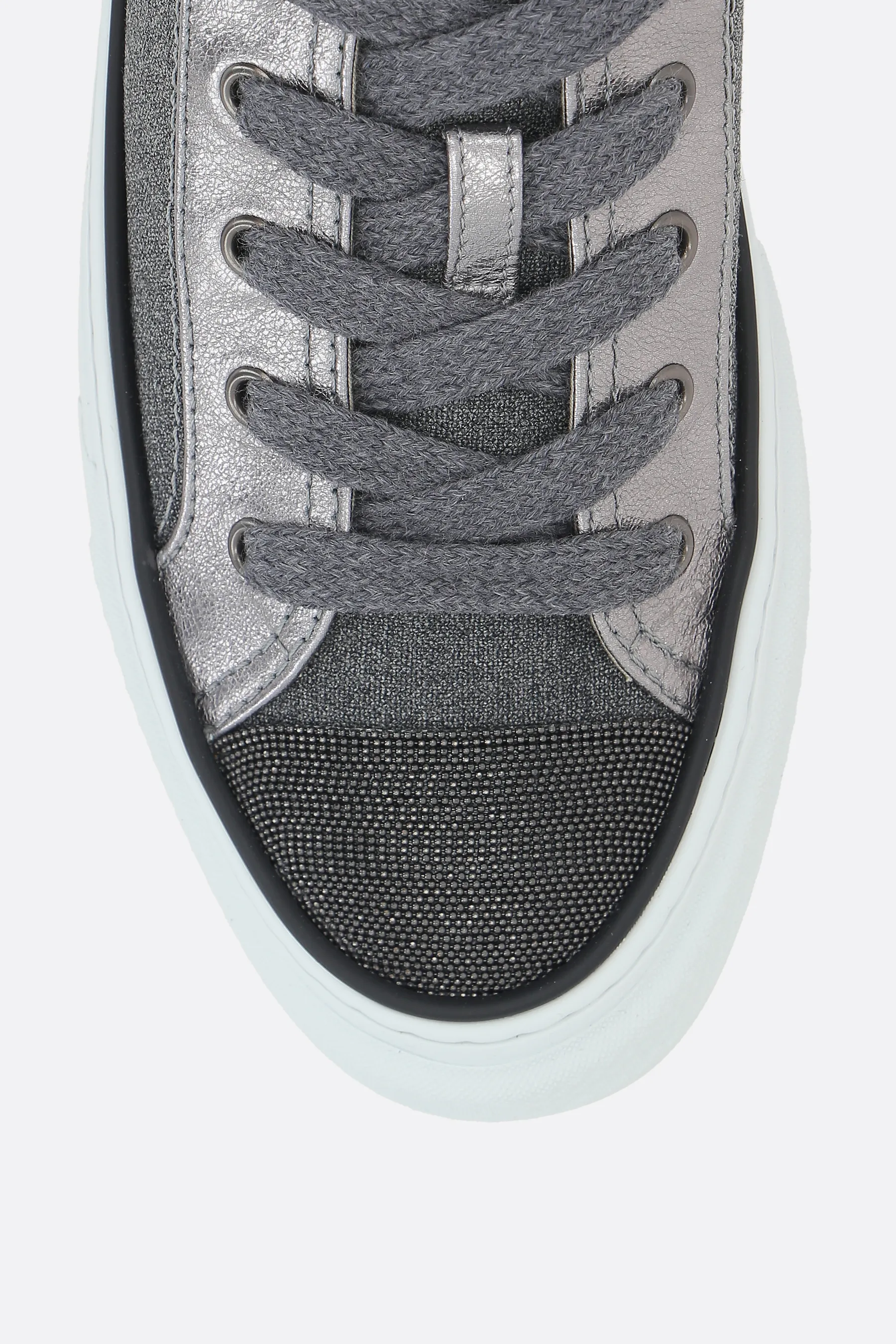  BRUNELLO CUCINELLI sneaker in canvas e pelle con Precious Toe 