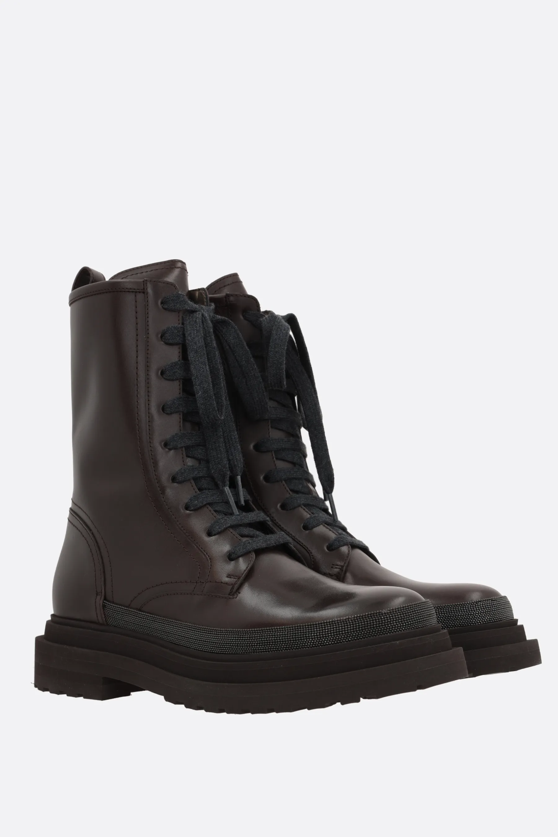  BRUNELLO CUCINELLI stivaletto in pelle liscia con Precious Contour 