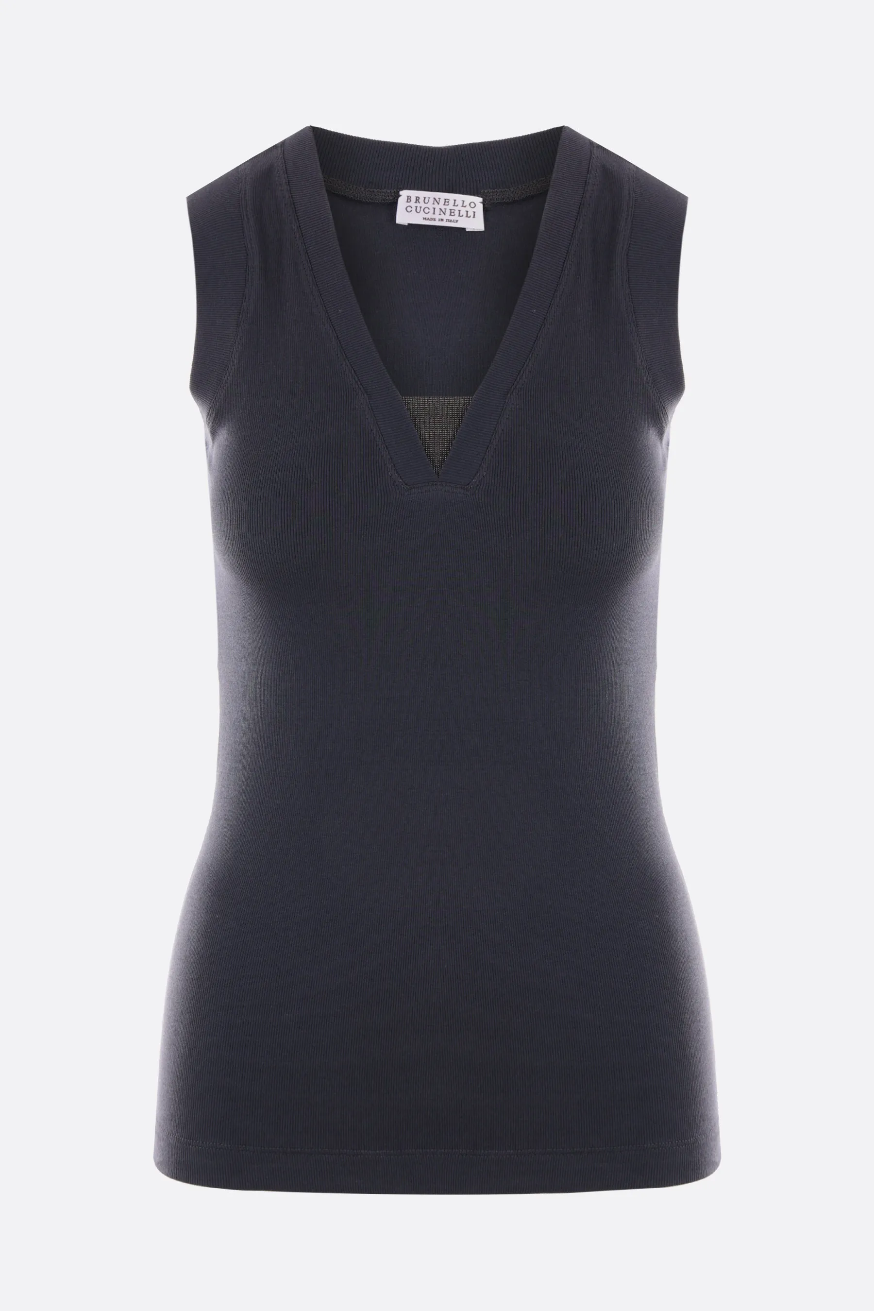 BRUNELLO CUCINELLI top smanicato in jersey con monile