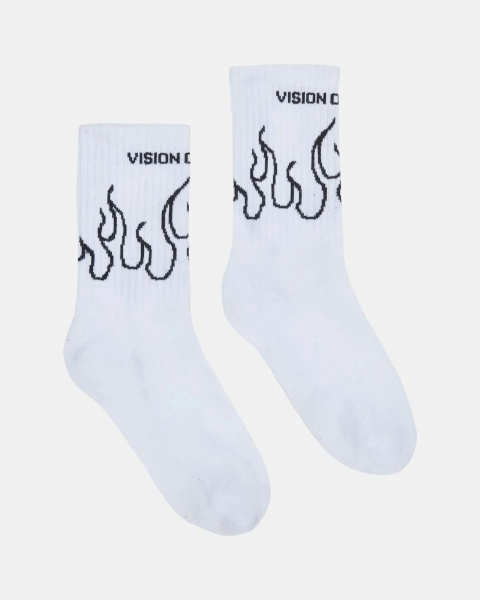 CALZINI BIANCHI FIAMME LINEA NERE