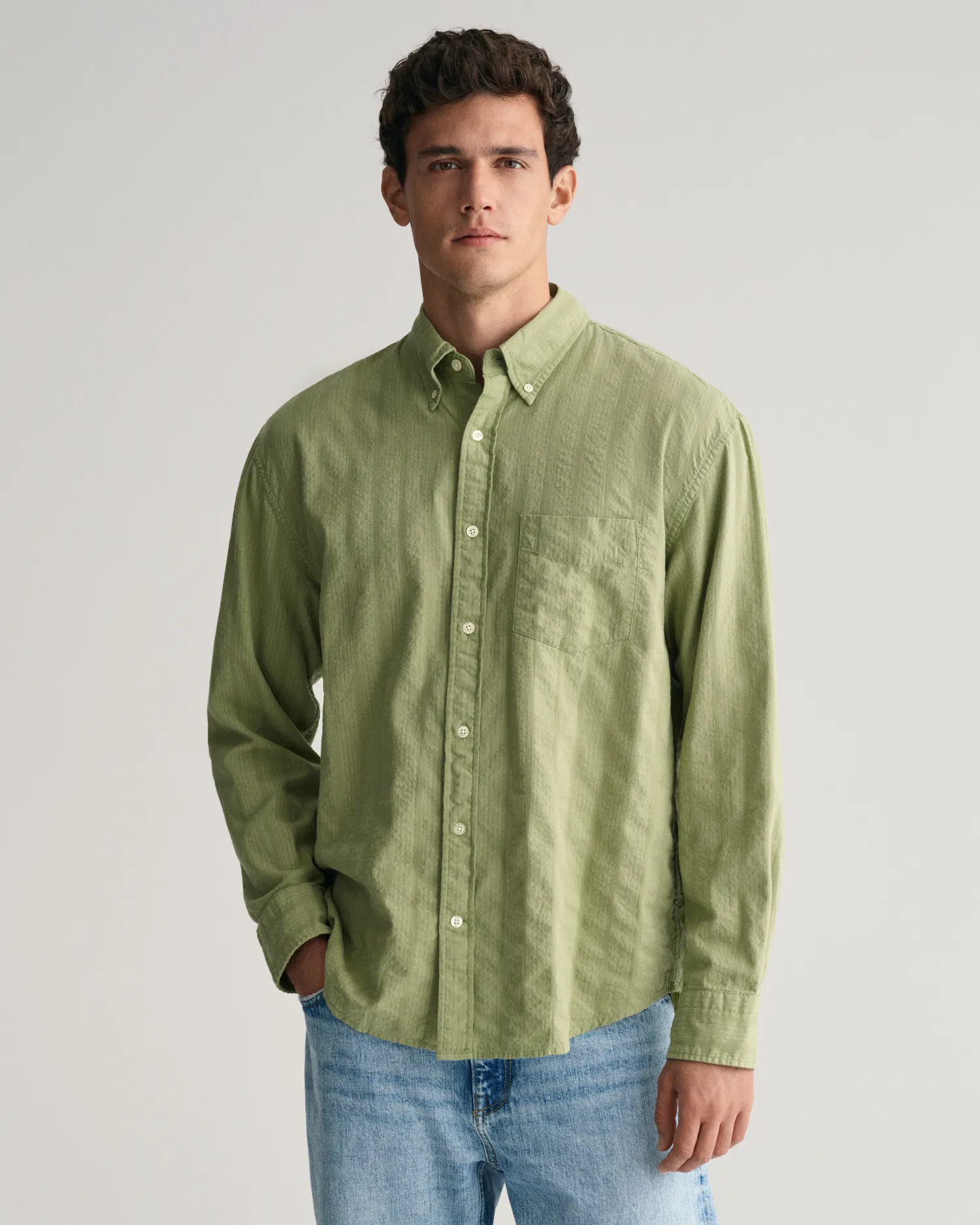 Camicia in tessuto a ratiera a righe relaxed fit