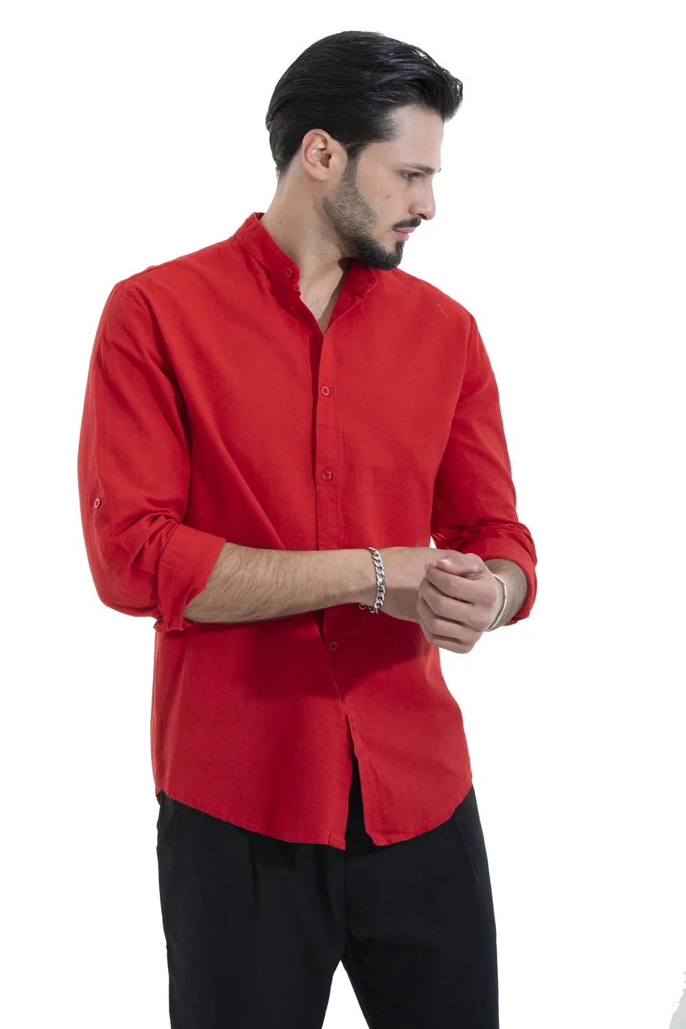 Camicia Uomo Lino Maniche Lunghe Tinta Unita Art. Cm87