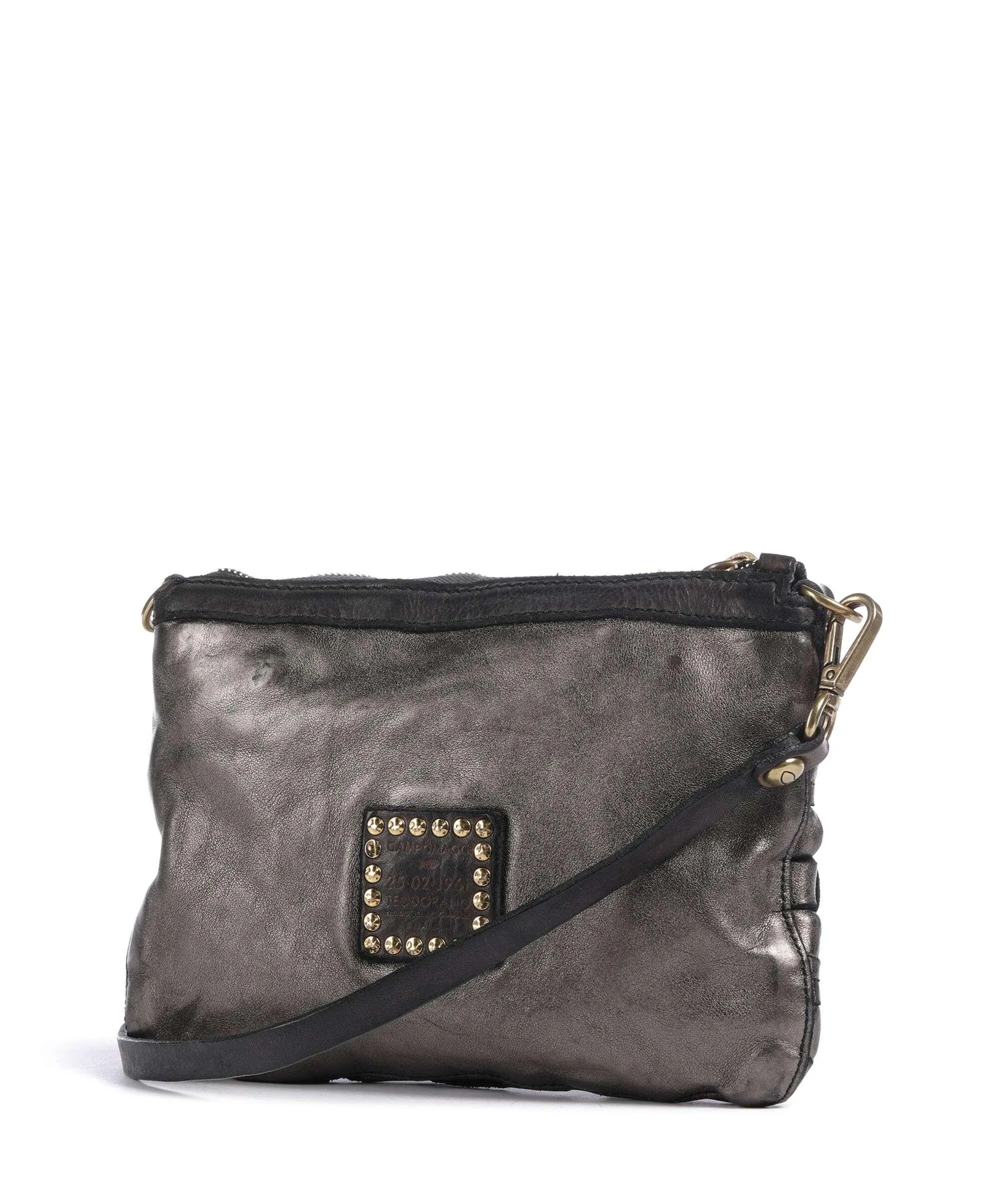 Campomaggi Borsa a tracolla pelle di vacchetta finemente grana grigio scuro  