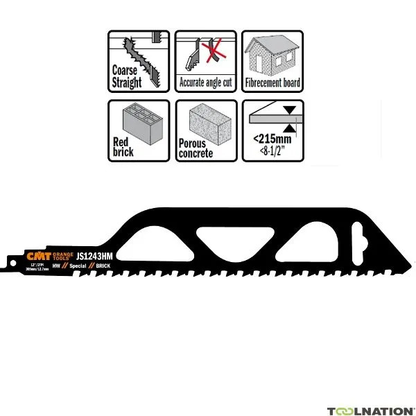 CMT JS1243HM Lama per sega circolare 1 pezzo HM 305 mm x 1,5 x 2TPI Utilizzazione: Per pietre di medie dimensioni