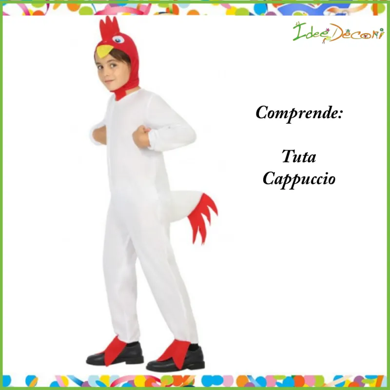 Costume gallo bambino vestito pollo bianco