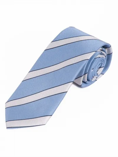 Cravatta lunga da uomo con design a righe blu ghiaccio bianco asfalto nero