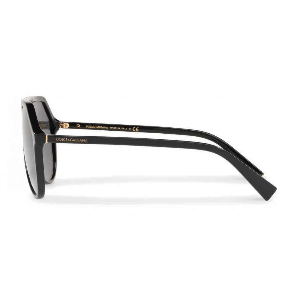 Dolce & Gabbana - Occhiale da Sole Pilot in Acetato con Ponte a Chiave - Nero - Dolce & Gabbana Eyewear