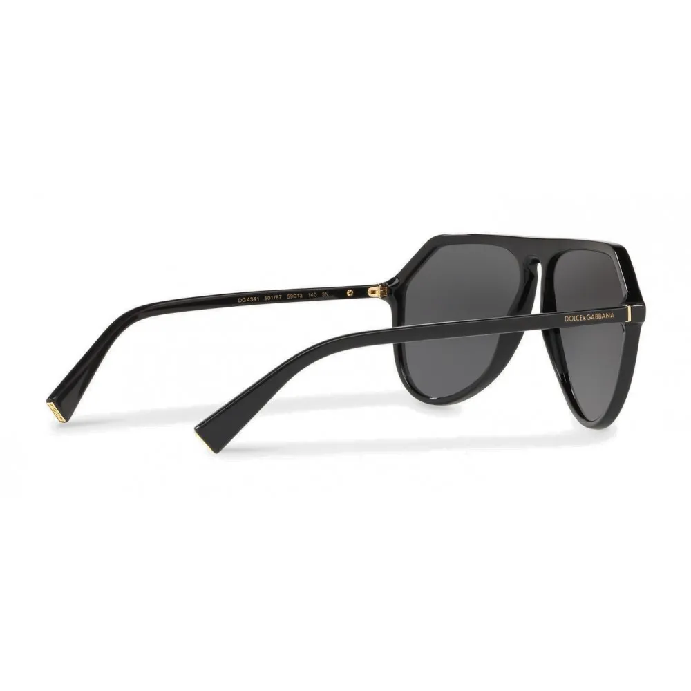Dolce & Gabbana - Occhiale da Sole Pilot in Acetato con Ponte a Chiave - Nero - Dolce & Gabbana Eyewear