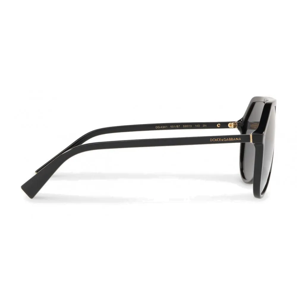 Dolce & Gabbana - Occhiale da Sole Pilot in Acetato con Ponte a Chiave - Nero - Dolce & Gabbana Eyewear