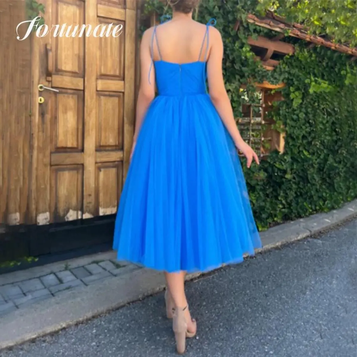 Elegante abito Quinceanera corto blu mare Una linea senza maniche senza spalline Abito da cocktail party serale per donna
