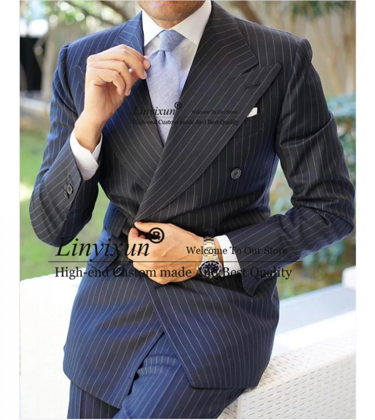 Fashion Black Stripe Abiti da uomo Blazer doppiopetto Business Slim Wedding Groom Tuxedo 2 pezzi Set giacca Pantaloni Costu