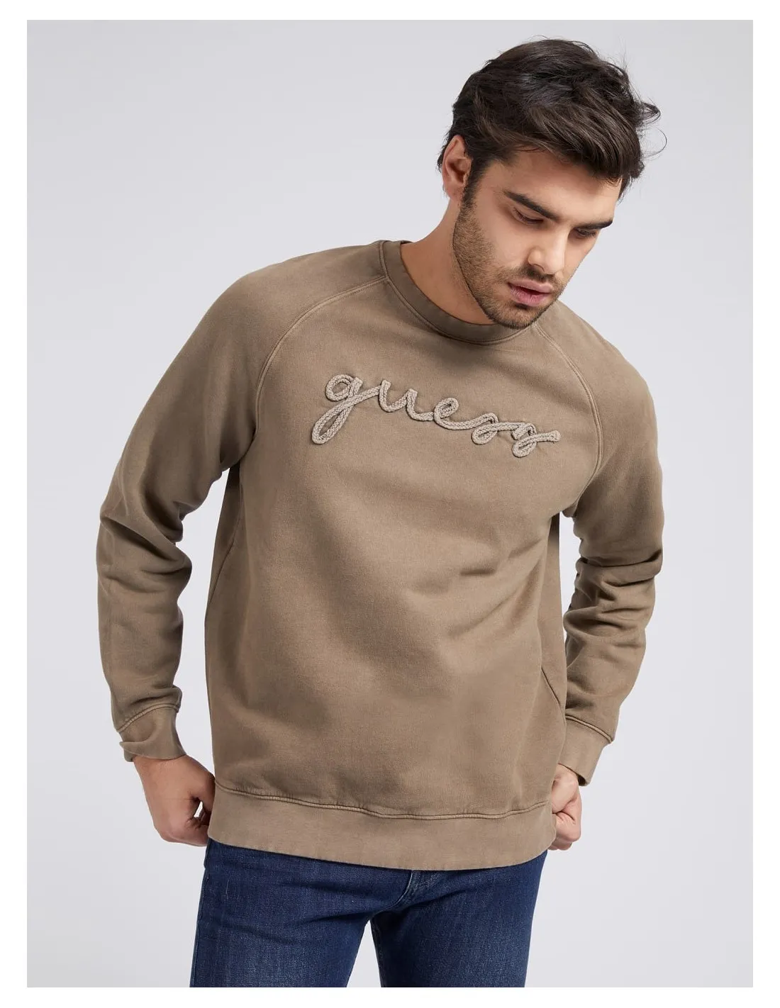 Felpa beige uomo Embro Cn Fleece Gues