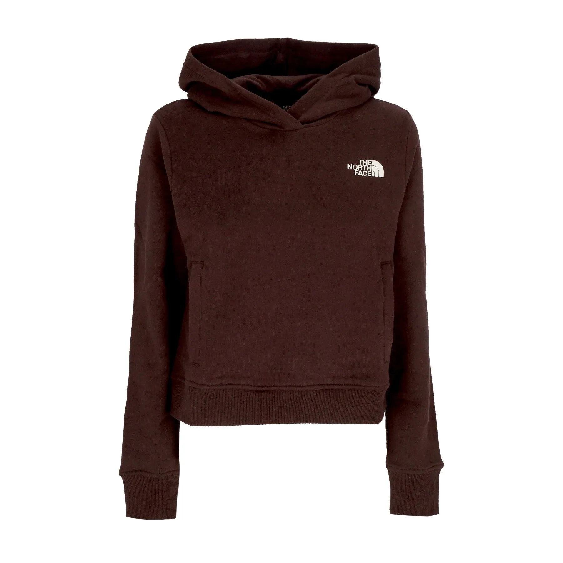 Felpa Cappuccio Corta Donna W Nuptse Face Hoodie Coal Brown