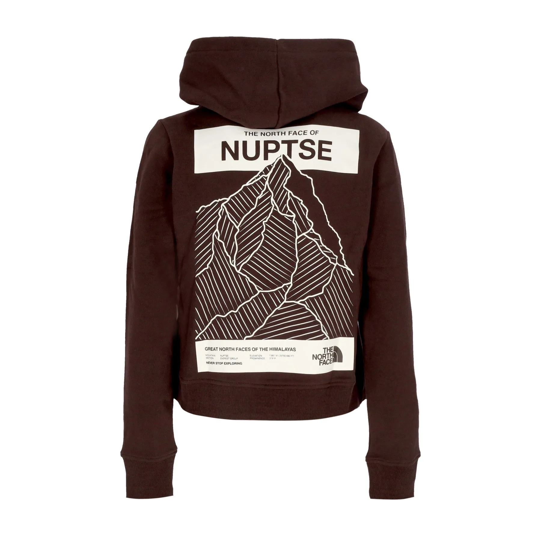 Felpa Cappuccio Corta Donna W Nuptse Face Hoodie Coal Brown
