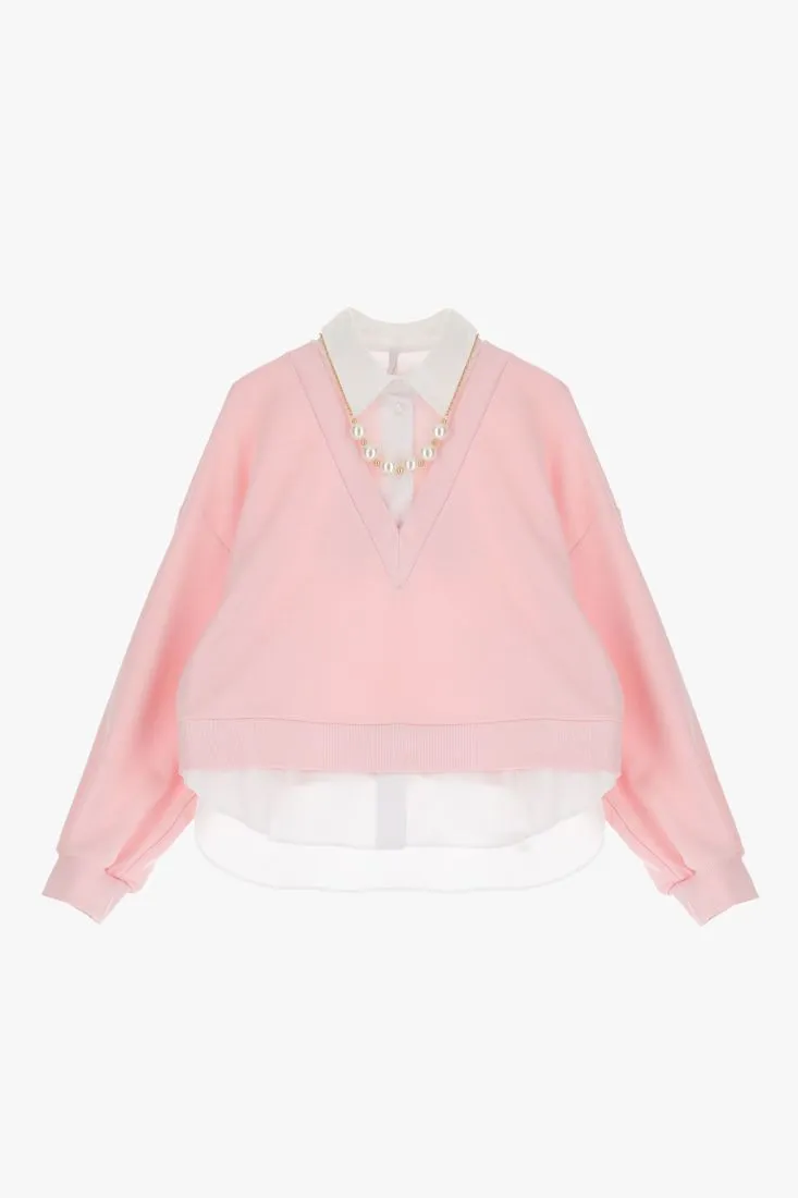 Felpa con camicia e collana