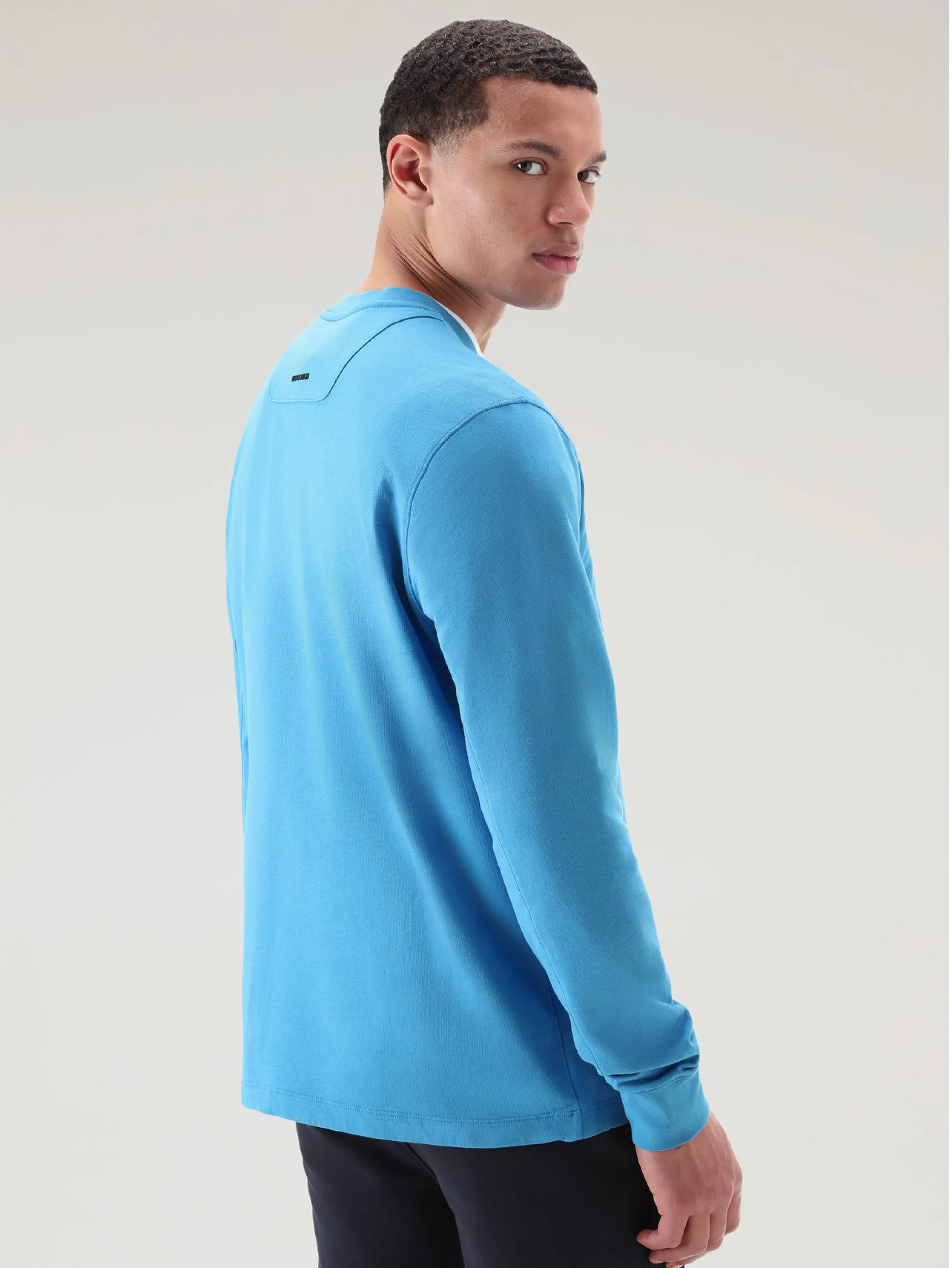 Felpa Girocollo con Taschino Applicato Blu