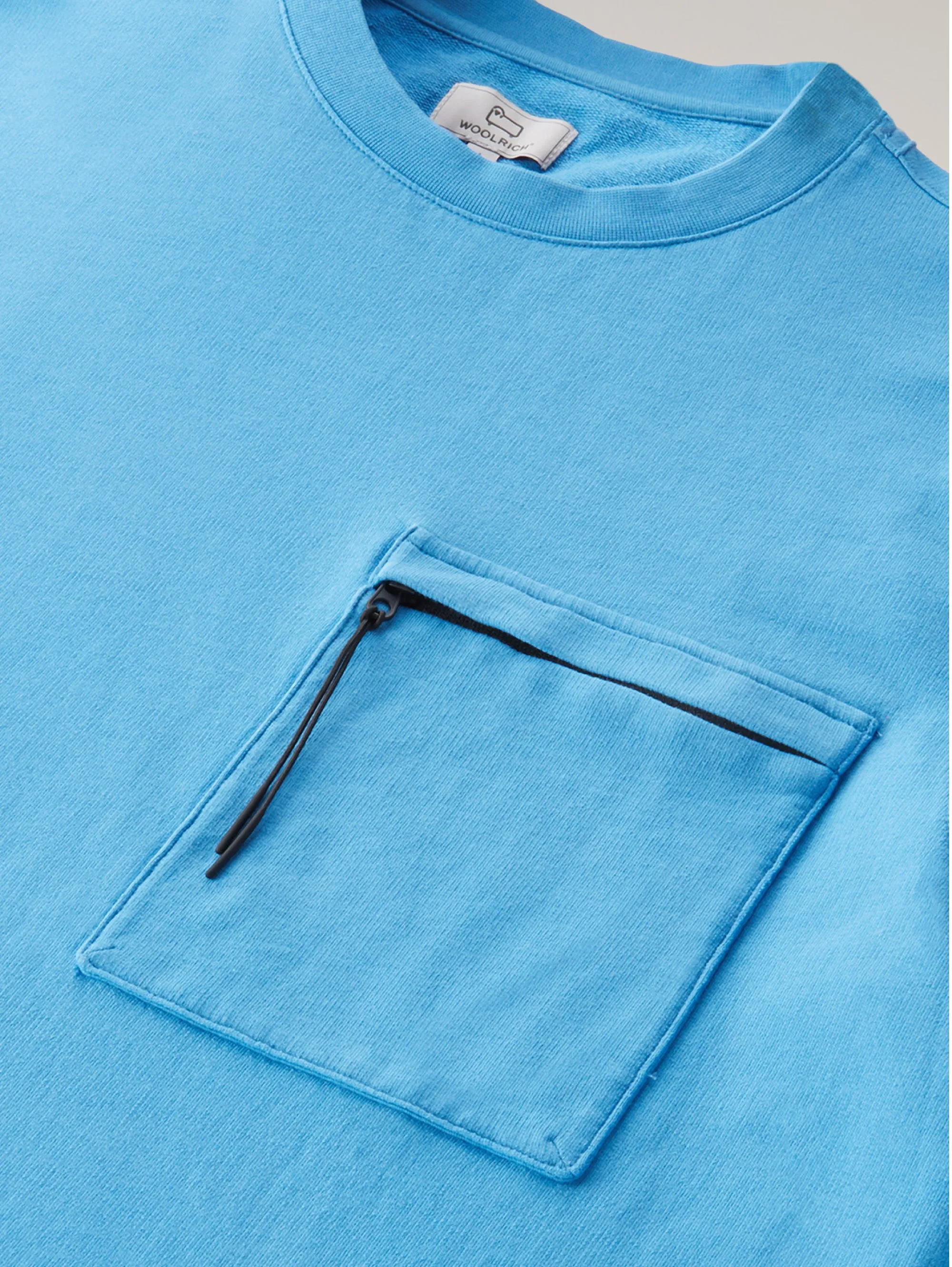 Felpa Girocollo con Taschino Applicato Blu