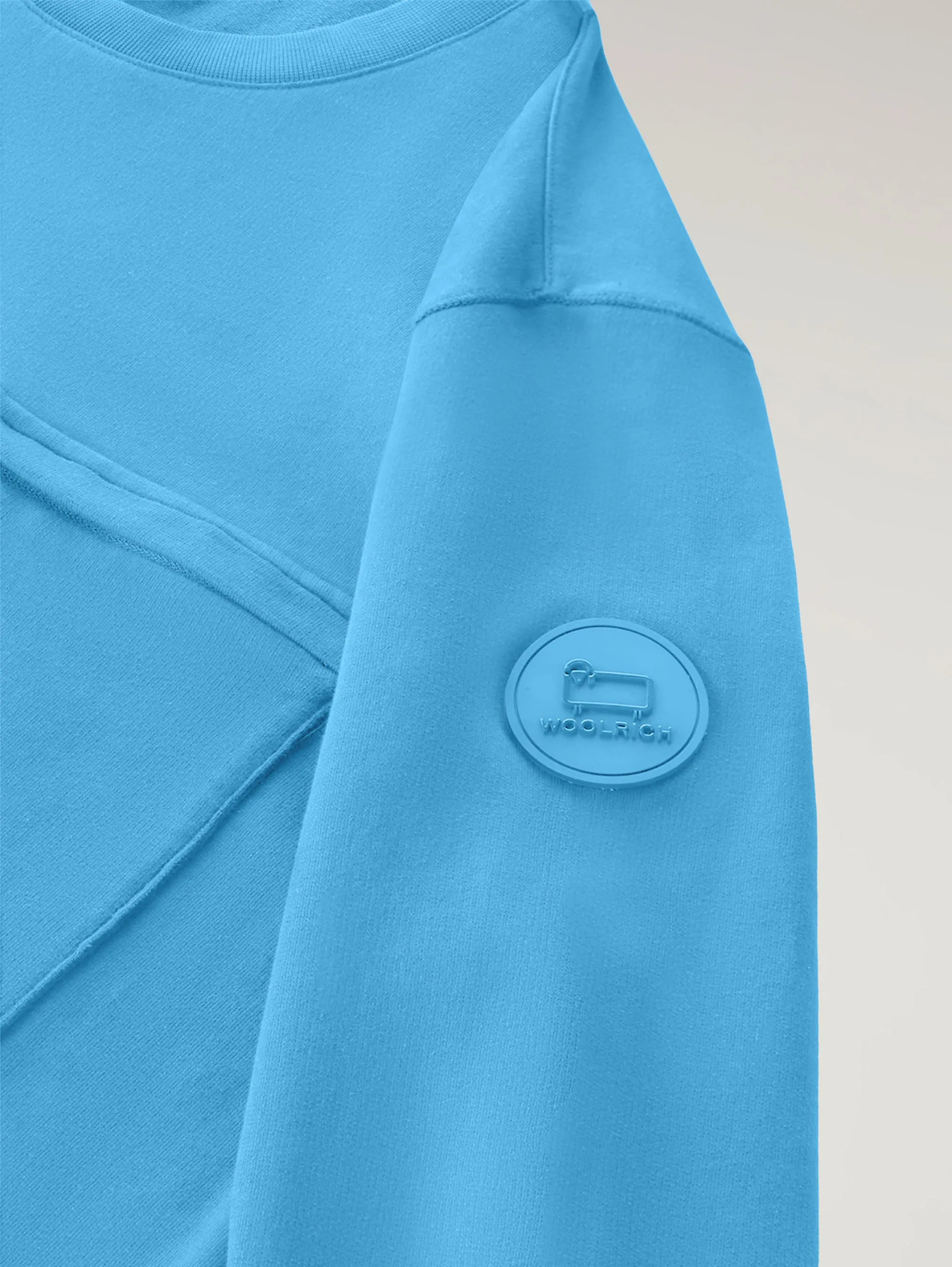 Felpa Girocollo con Taschino Applicato Blu