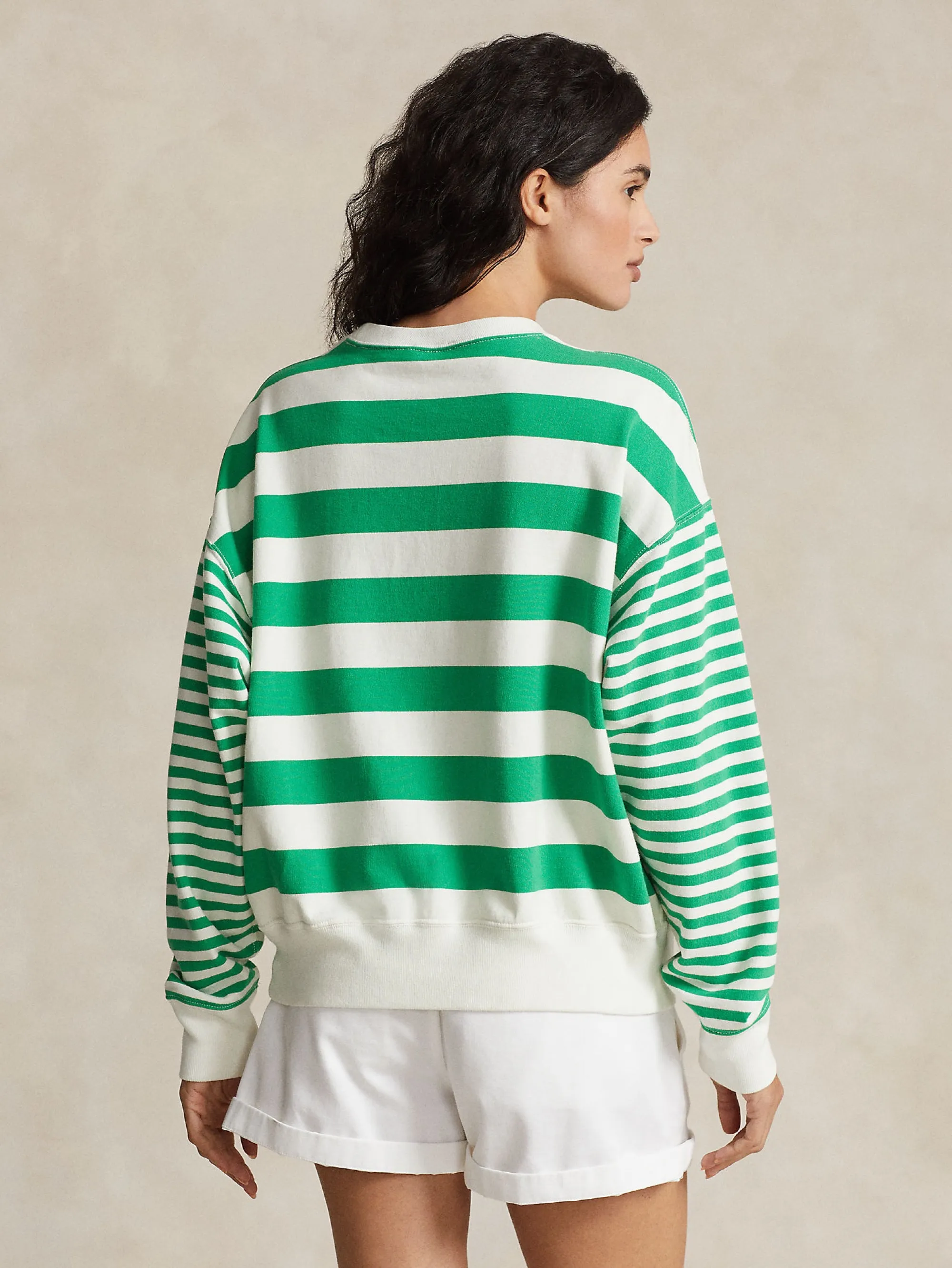 Felpa in Cotone a Righe Bianco/Verde