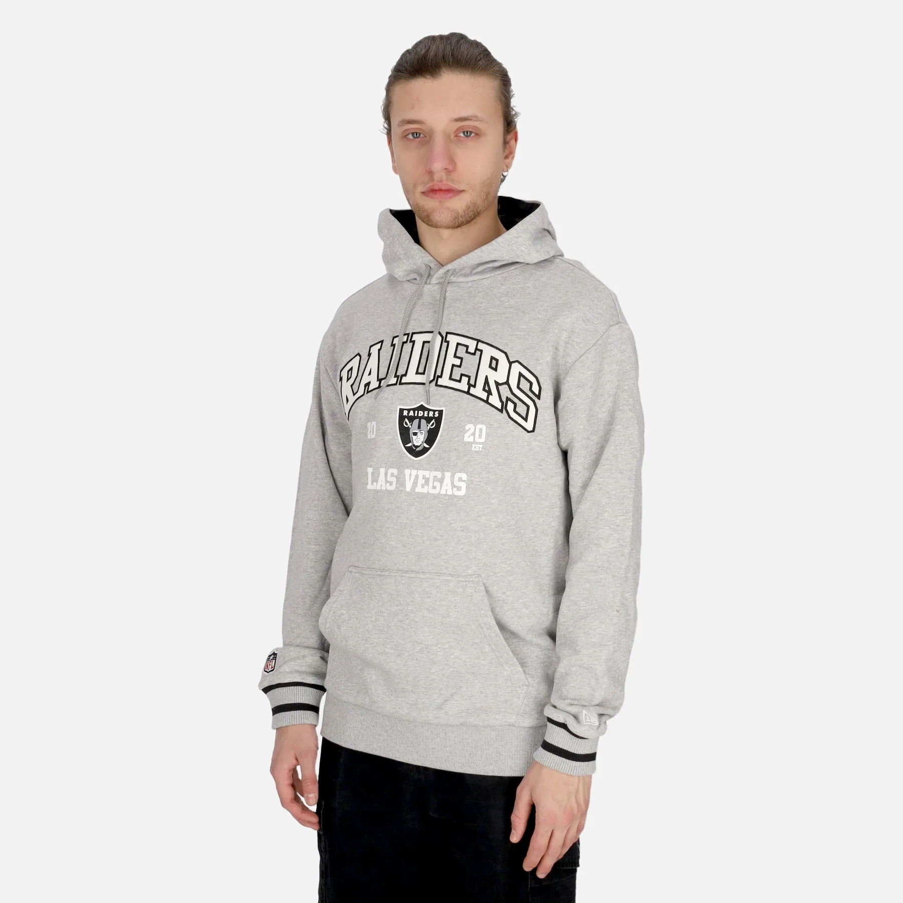 Felpa Leggera Cappuccio Uomo Nfl Oversized Hoodie Lasrai Heather Grey/black