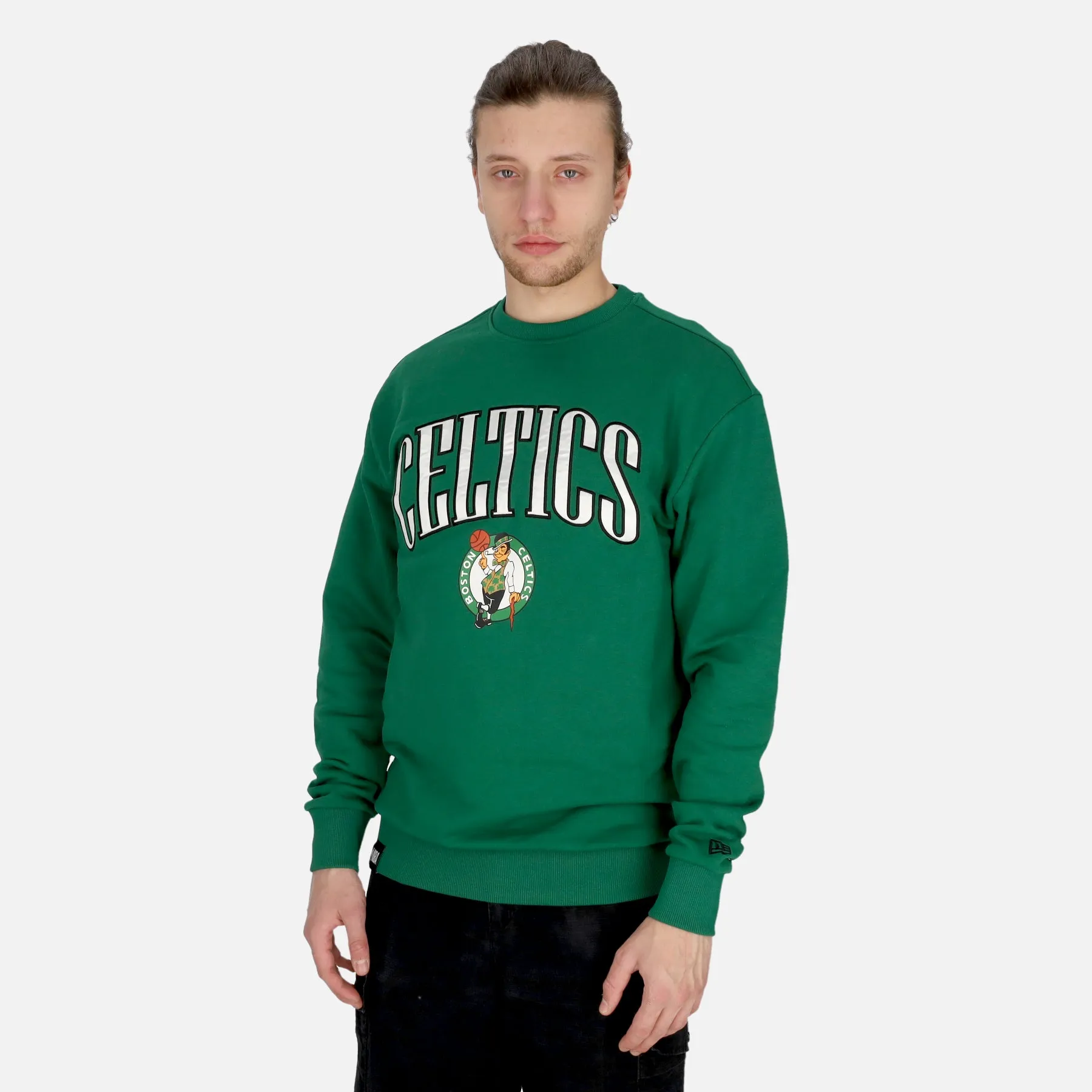 Felpa Leggera Girocollo Uomo Nba Arch Graphic Oversize Crew Boscel Kelly Green/white