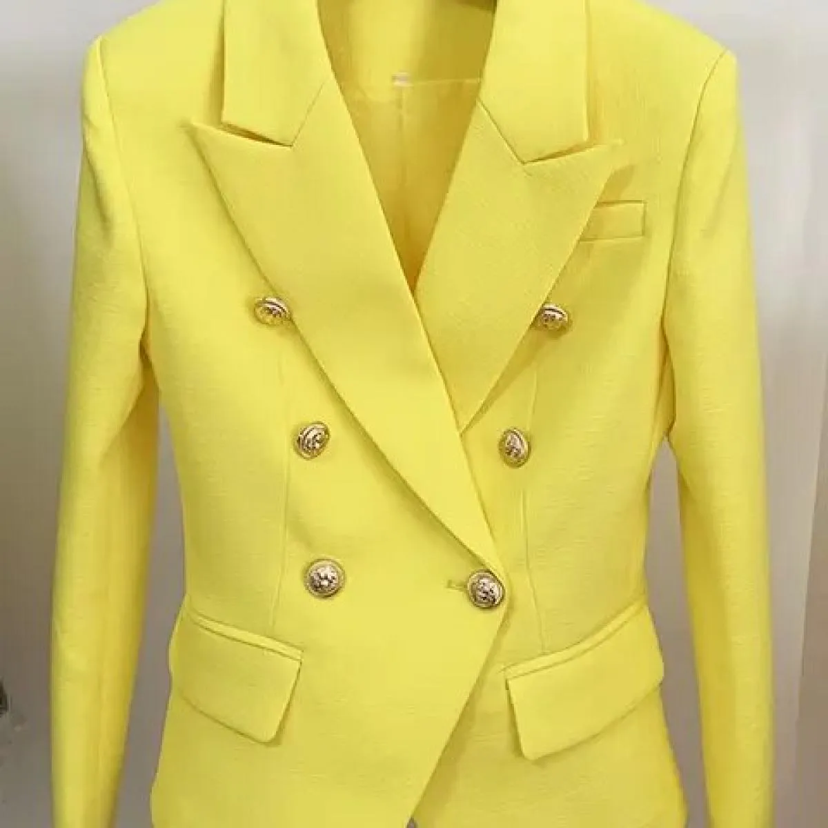 Giacca blazer di design barocco classico High Street 2022 da donna Bottoni leone in metallo Blazer doppiopetto strutturato menta