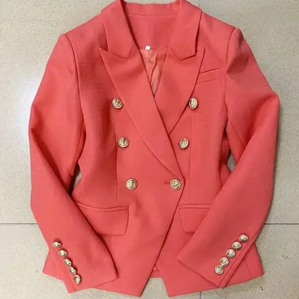 Giacca blazer di design barocco classico High Street 2022 da donna Bottoni leone in metallo Blazer doppiopetto strutturato menta