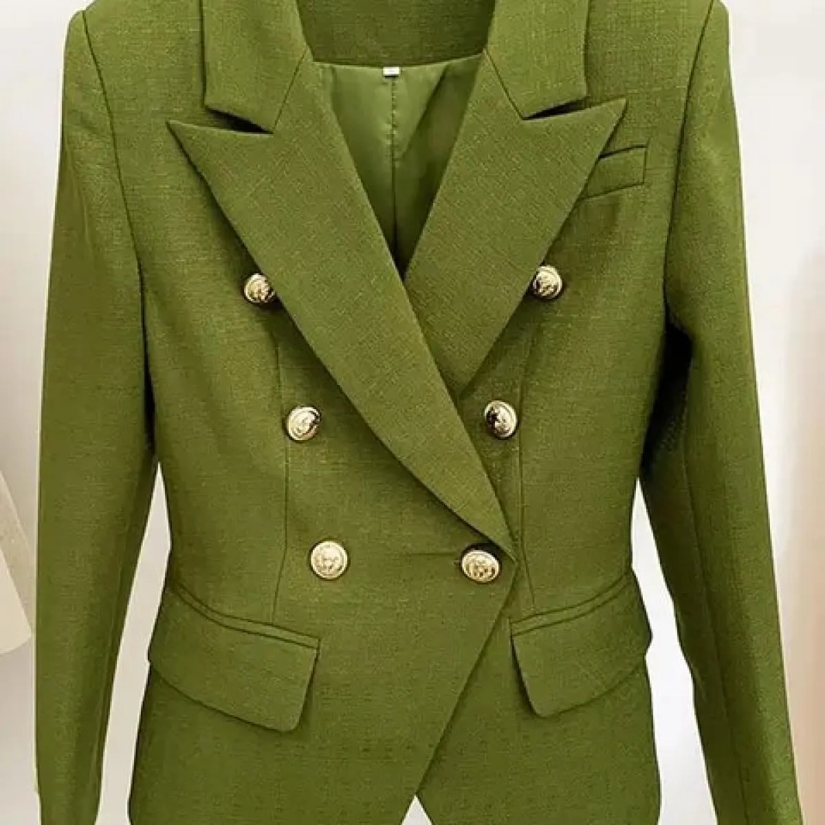 Giacca blazer di design barocco classico High Street 2022 da donna Bottoni leone in metallo Blazer doppiopetto strutturato menta